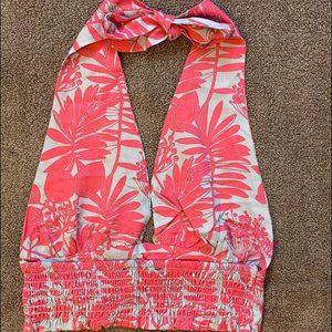 Kendall + Kylie Pink and Blue Halter Top